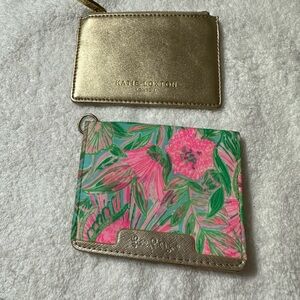 2 card case bundle. Pink & green is Lilly Pulitzer. Gold case is Katie London